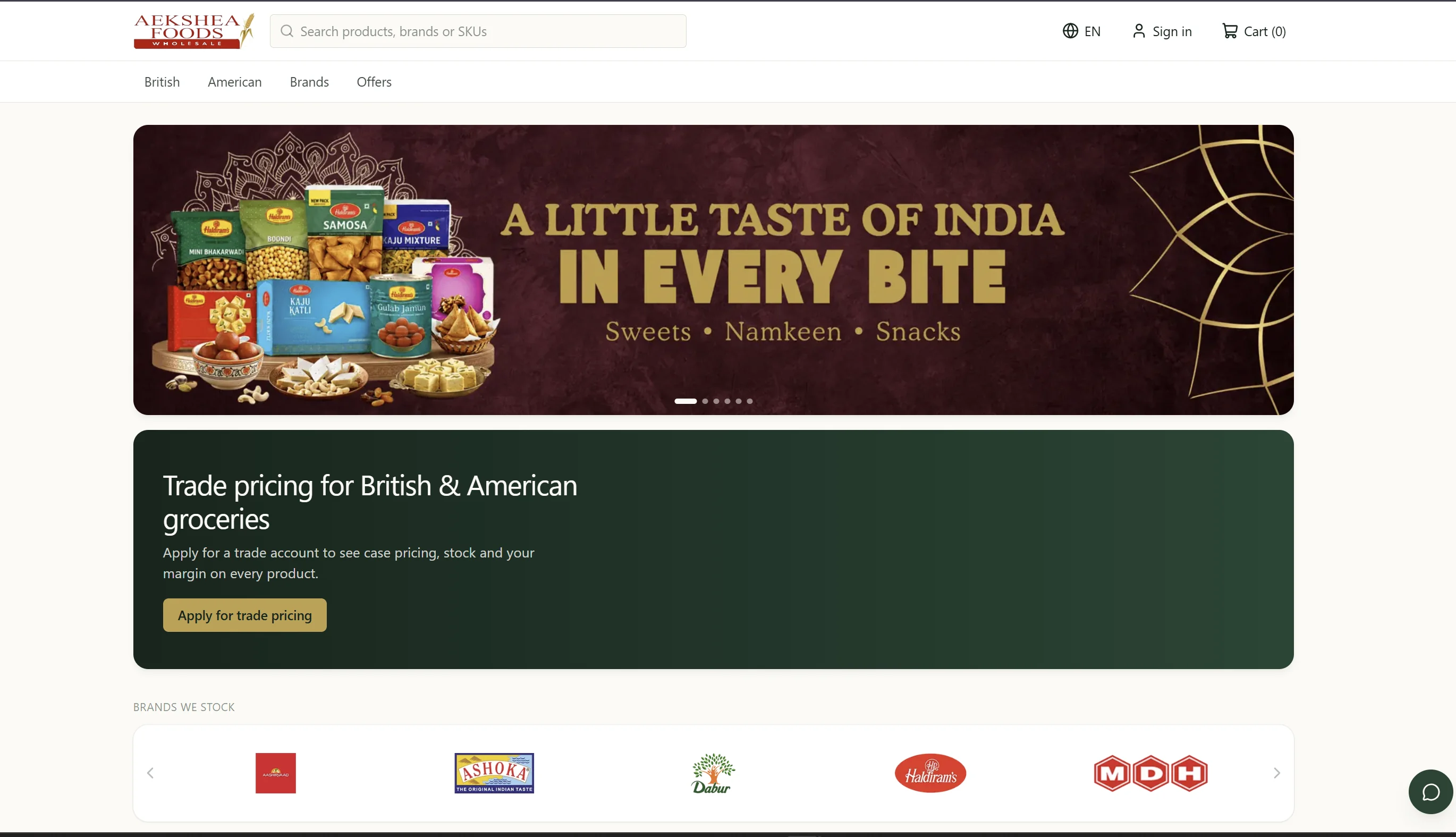 AEKSHEA FOODS B2B Wholesale Platform · Austria screenshot