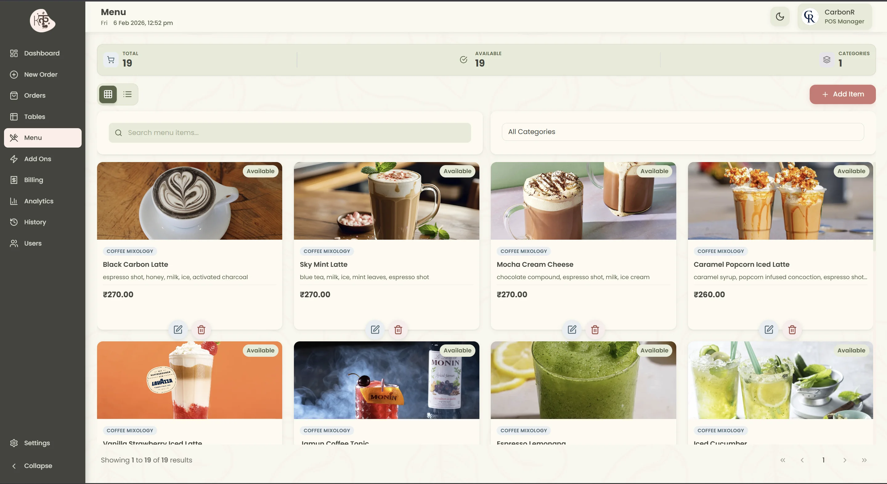 Kafe-Kufe Menu Management